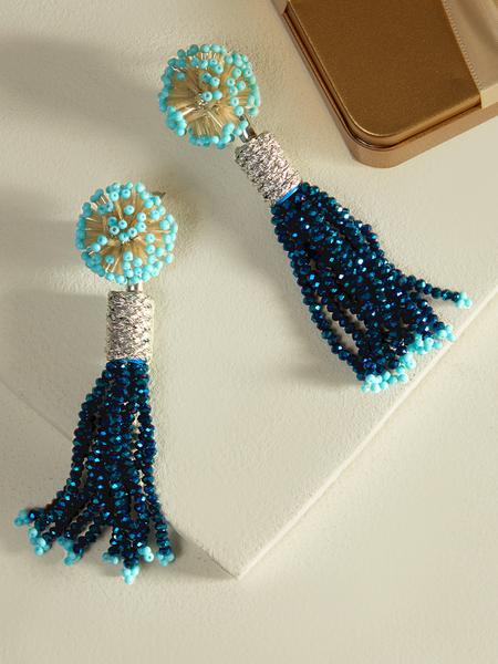Fleur Round Silk Drop Earrings